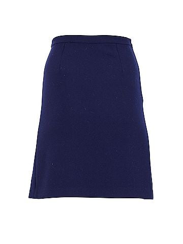 Diane von Furstenberg Diane Von Furstenberg Pleated-Back Knee-Length Skirt in Navy Blue Polyester (view 1)