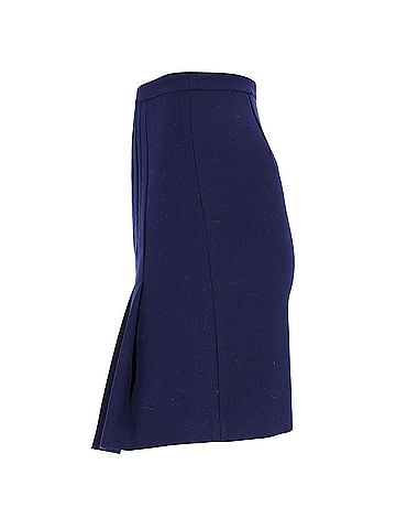 Diane von Furstenberg Diane Von Furstenberg Pleated-Back Knee-Length Skirt in Navy Blue Polyester (view 2)