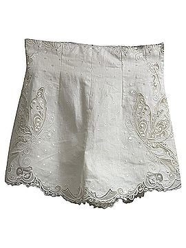 Zimmermann Zimmermann Embroidered Mini Shorts in White Linen (view 2)