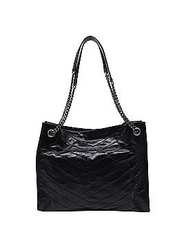 Saint Laurent Saint Laurent Crinkled Matelasse Medium Monogram Nikki Tote in Black Leather (view 2)