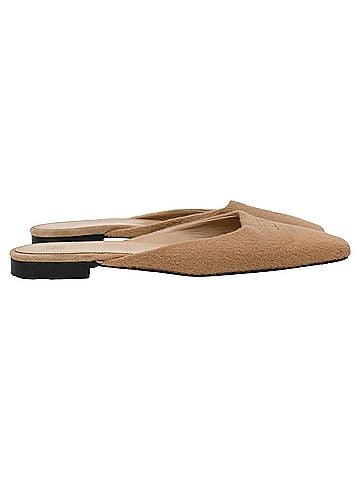 Totême Toteme Flat Mules in Beige Cashmere (view 1)