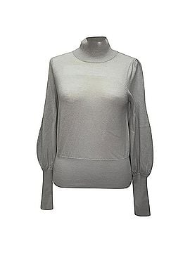 Zimmermann Zimmermann Knitted Turtleneck Sweater in Grey Merino Wool (view 1)
