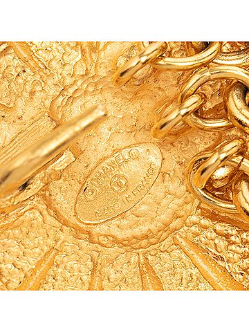 Chanel CC Gold Plated Sun Medallion Triple Chain Belt (view 2)