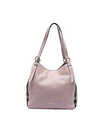 Burberry Small Leather and House Check Canvas Canterbury Tote (view 1)