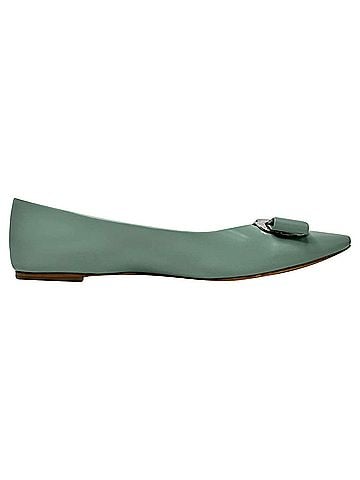 Salvatore Ferragamo Salvatore Ferragamo New Vara Ballet Flats in Mint Green Lambskin Leather (view 1)