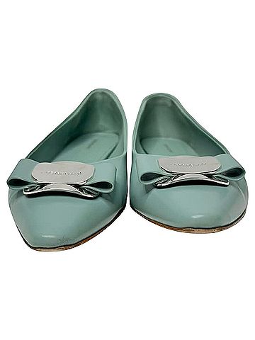 Salvatore Ferragamo Salvatore Ferragamo New Vara Ballet Flats in Mint Green Lambskin Leather (view 2)
