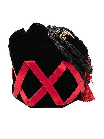 Saint Laurent Velvet Tassel Drawstring Bucket Bag (view 1)