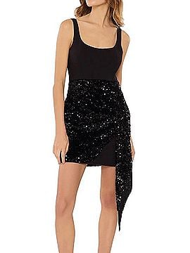 Likely Black Sequin Draped Mini Dress Cocktail Dress (view 1)