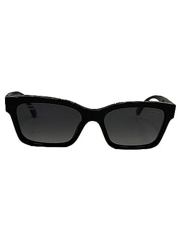 Chanel Chanel CC Logo-Print Square-Framed Sunglasses in Black Acetate (view 1)