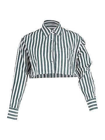 The Frankie Shop The Frankie Shop Stripe Long Sleeve Crop Shirt in Multicolor Cotton (view 1)