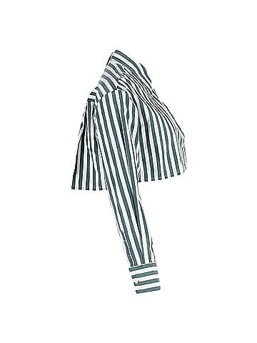 The Frankie Shop The Frankie Shop Stripe Long Sleeve Crop Shirt in Multicolor Cotton (view 2)