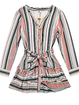 Entro Striped Tie Waist Dress Casual Dress (view 1)