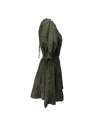 Ulla Johnson Ulla Johnson Puffed Sleeve Mini Tiered Dress in Olive Cotton (view 2)