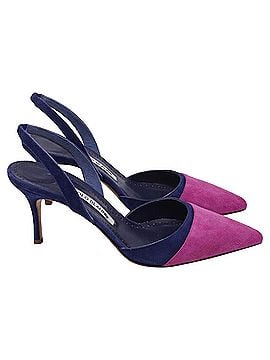 Manolo Blahnik Manolo Blahnik Color-Block Slingback Pumps in Multicolor Suede (view 1)