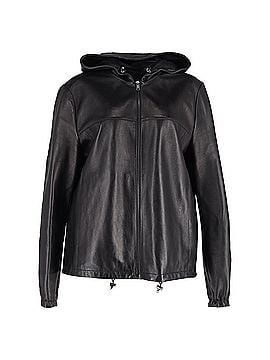 Prada Prada Zipped Hooded Jacket in Black Leather (view 1)