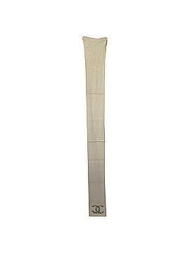 Chanel Chanel CC Crystal-Embellished Knitted Scarf in Cream Cashmere (view 1)