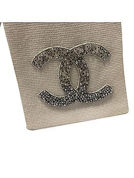 Chanel Chanel CC Crystal-Embellished Knitted Scarf in Cream Cashmere (view 2)