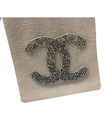 Chanel Chanel CC Crystal-Embellished Knitted Scarf in Cream Cashmere (view 2)