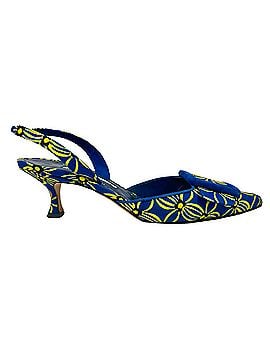 Manolo Blahnik Manolo Blahnik Mayslibi 50 Embellished Floral-Print Slingback Pumps in Multicolor Cotton (view 1)