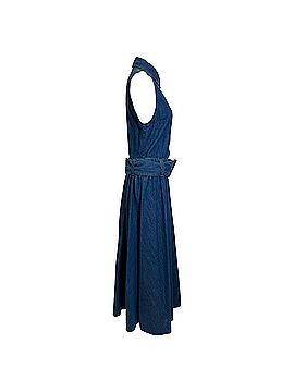 MSGM MSGM Sleeveless Belted Shirtdress in Blue Denim (view 2)