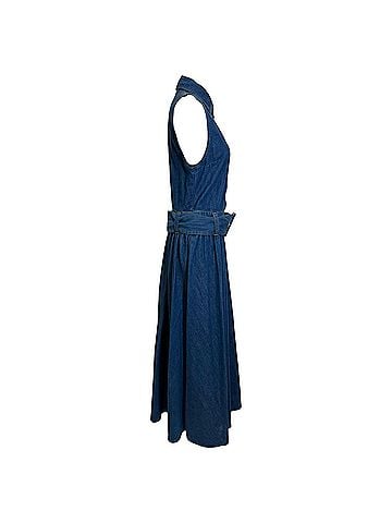 MSGM MSGM Sleeveless Belted Shirtdress in Blue Denim (view 2)