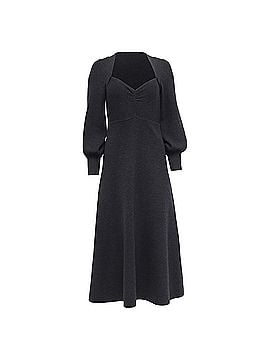 Sandro Sandro Sweetheart-Neck Puff-Sleeve Midi Dress in Black Wool (view 1)
