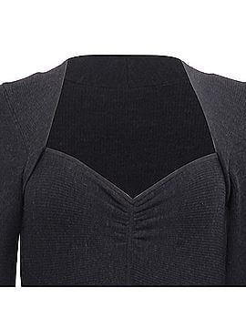 Sandro Sandro Sweetheart-Neck Puff-Sleeve Midi Dress in Black Wool (view 2)