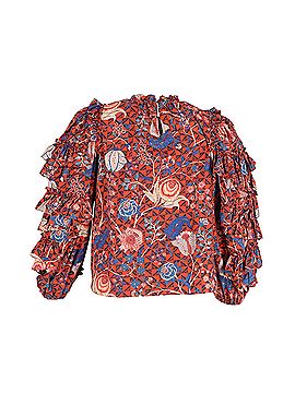 Ulla Johnson Ulla Johnson Ruffled Sleeve Top in Red Cotton (view 1)