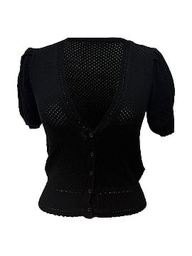 DÔEN Doen Knitted Short Sleeve Cardigan in Black Wool (view 1)