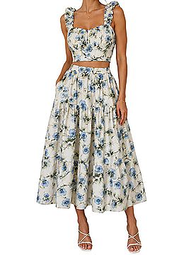 Abercrombie & Fitch Poplin Scrunch Floral Set Casual Skirt (view 2)