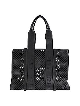 Chloé Chloé Woody Large Tote Bag in Black Leather (view 1)