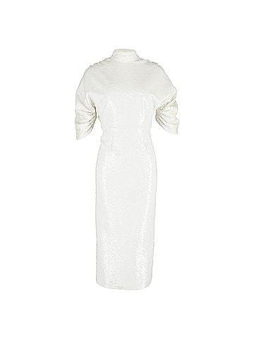 Emilia Wickstead Emilia Wickstead Shari Open-Back Sequined Midi Dress in White Polyester (view 1)