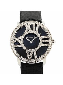 Tiffany & Co. Tiffany &amp; Co. Atlas Cocktail Round White Gold Diamond Watch Z1901.10.40E10A40B Black Dial Women's (view 1)