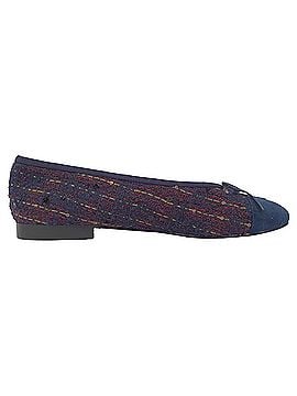 Chanel Chanel Interlocking CC Logo Tweed Ballet Flats in Navy Blue Cotton (view 1)