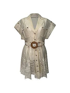Zimmermann Zimmermann Postcard Belted Broderie Mini Dress in White Linen (view 1)