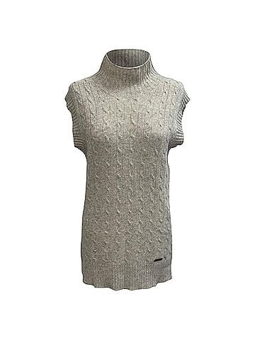 Burberry Burberry London Cable-Knit Roll Neck Vest Sweater in Grey Wool (view 1)