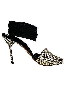Manolo Blahnik Manolo Blahnik Snake-Embossed Lace Up Sandals in Animal Print Leather (view 1)
