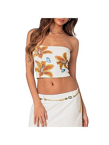 Edikted tiger lily hibiscus flower tube top Tube Top (view 1)