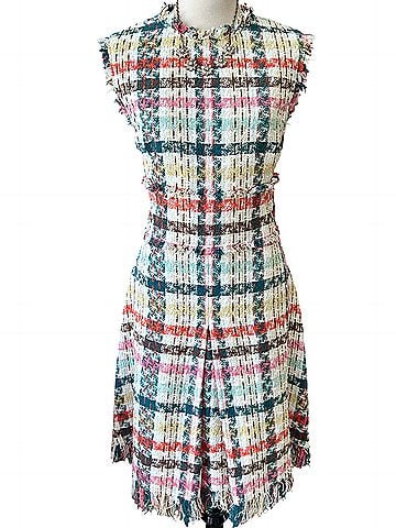 Oscar De La Renta Spring Tweed Fringe Day Dress Casual Dress (view 1)