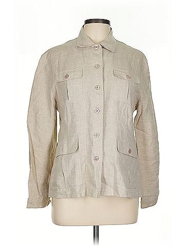SILK CLUB COLLECTION 100% Silk Beige Safari Style Silk Club Collection Jacket (view 1)