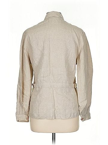 SILK CLUB COLLECTION 100% Silk Beige Safari Style Silk Club Collection Jacket (view 2)