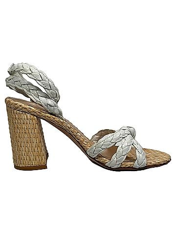 Gianvito Rossi Gianvito Rossi 85 Woven Raffia Sandals in White Leather (view 1)
