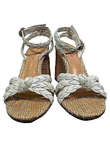 Gianvito Rossi Gianvito Rossi 85 Woven Raffia Sandals in White Leather (view 2)