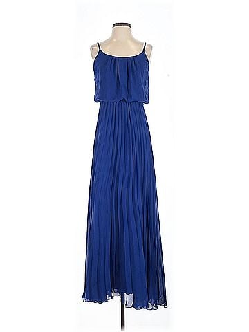 Bisou Bisou Cerulean Blue Pleated Maxi Bisou Bisou Casual Dress (view 1)