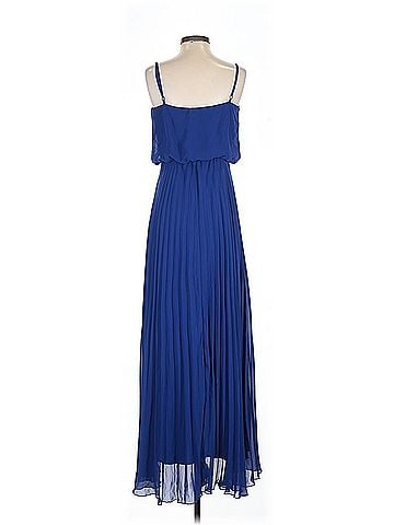 Bisou Bisou Cerulean Blue Pleated Maxi Bisou Bisou Casual Dress (view 2)