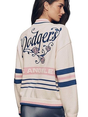 Anthropologie The Wild Collective LA Dodgers MLB Cardigan Sweater Bomber Jacket Jacket (view 2)