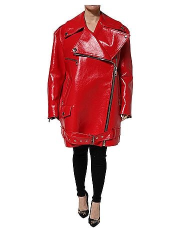 Dolce & Gabbana Basic Red Lambskin Full Zipper Women's Jacket (view 1)