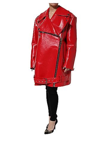 Dolce & Gabbana Basic Red Lambskin Full Zipper Women's Jacket (view 2)