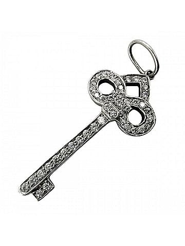 Tiffany & Co. Tiffany &amp; Co. Fleur de Risky Key Motif Pendant Top for Women, Platinum 950, Diamond, Approx. 1.6g (view 1)