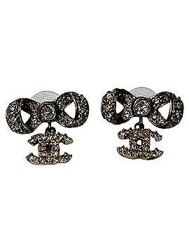 Chanel Chanel Crystal CC Bow Drop Earrings in Gold Metal (view 1)